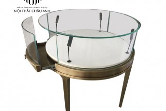 TGN V04 - MẪU TỦ CONG CHÂN INOX 201 MẠ PVD VÀNG GIỮA NHÀ CHO TIỆM VÀNG